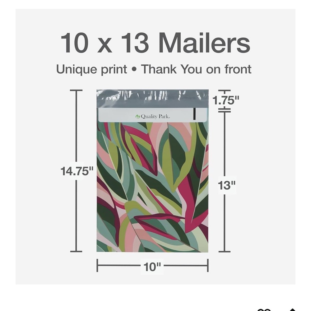SOLD- DO NOT PURCHASE. Tough! 20 Leaf Pattern 10x13 Polymailers - Multicolor. - Picture 3 of 5